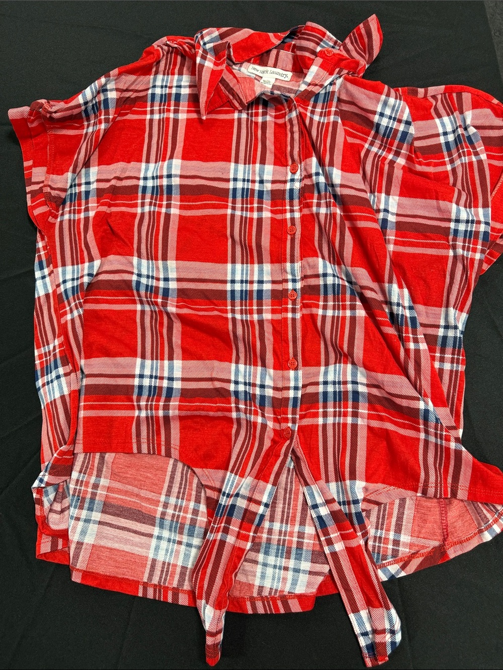 Button-Front Red Plaid Women’s Shirt
